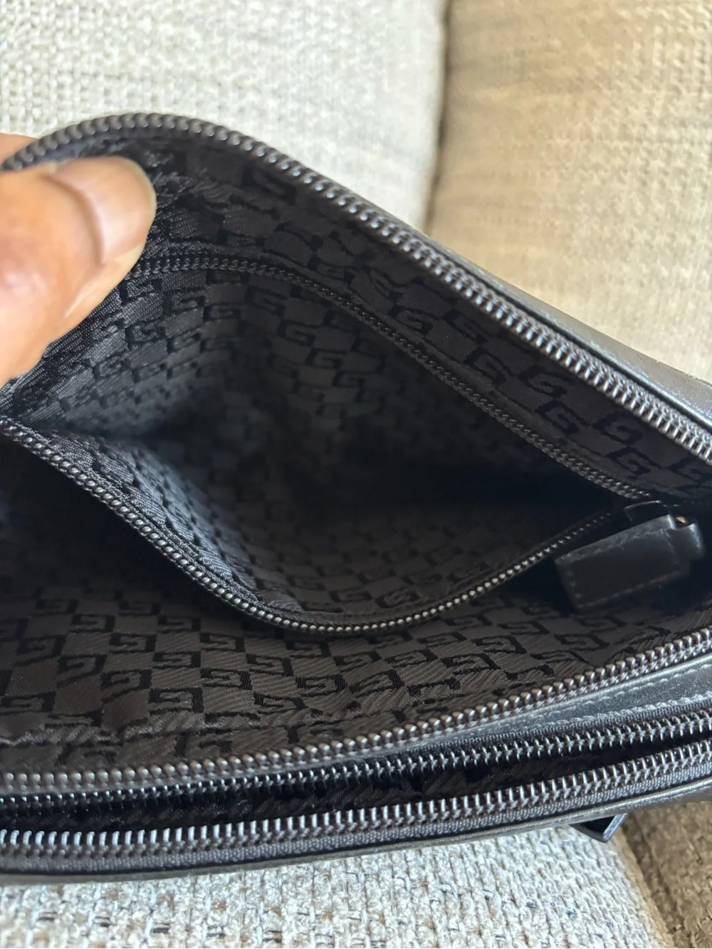Black Leather Wristlet Travel Pouch